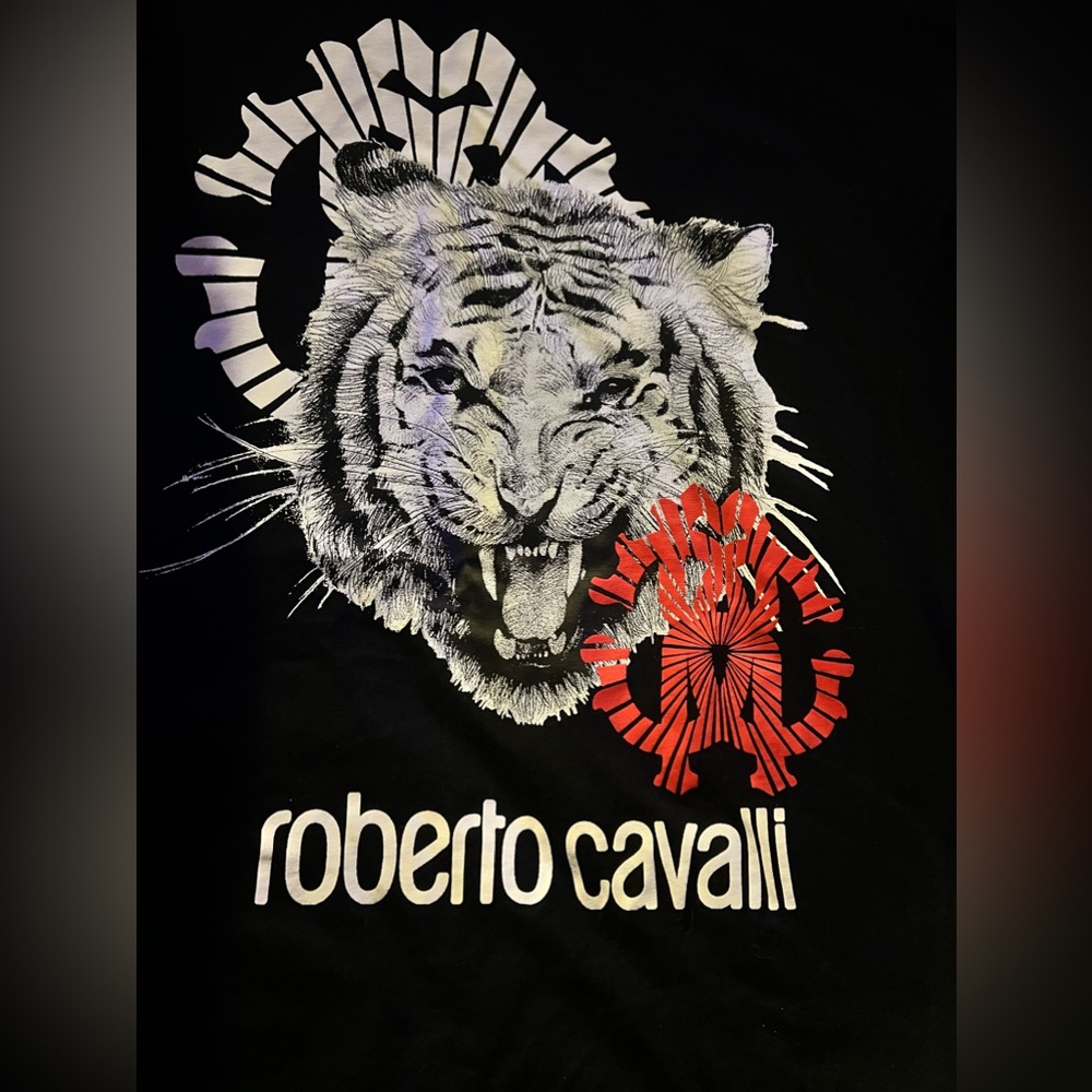 ROBERTO CAVALLI TEE MENS SMALL WOMEN’S LARGE GUC TIGER MOTIF